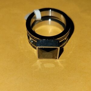 Silver and Black Men's Ring